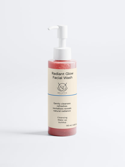Radiant Glow Facial Wash 145ml – gentle daily face wash with blackberry extract and aloe vera for normal and oily skin by BelleVie