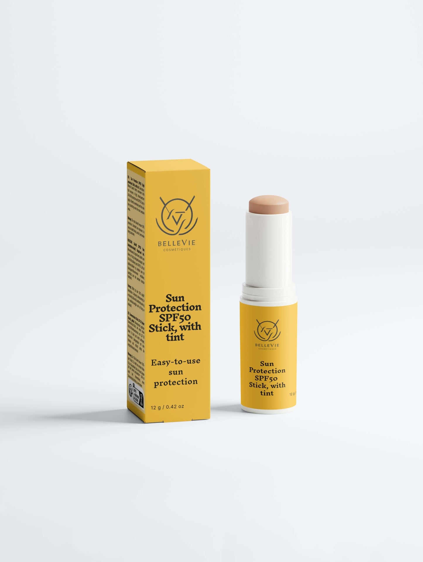 Compact tinted SPF stick ideal for purse or travel

