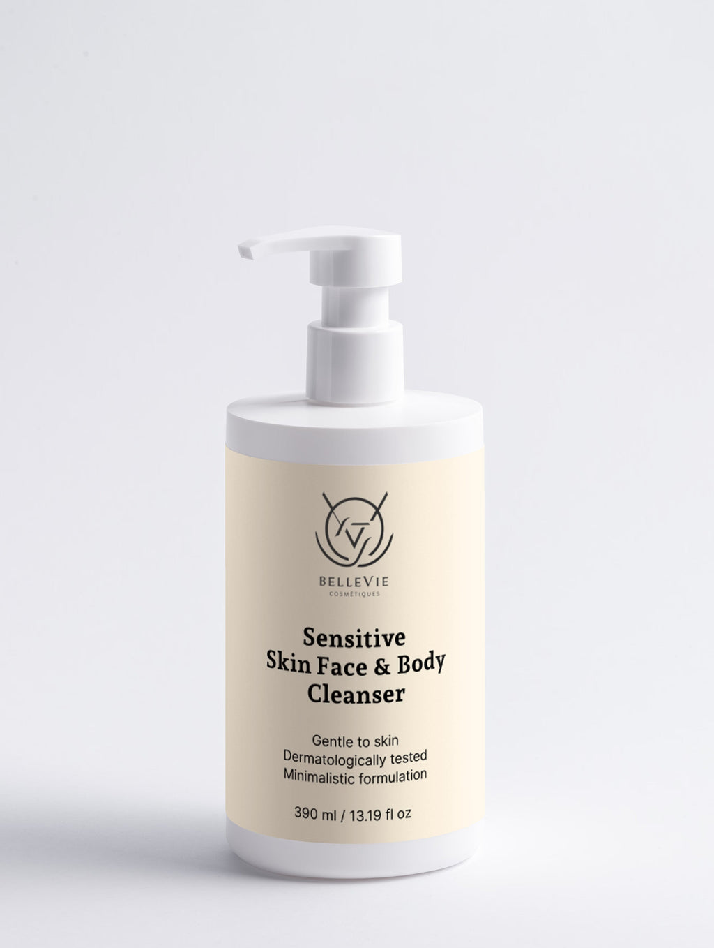 Sensitive Skin Face & Body Cleanser 390ml – gentle 2-in-1 cleanser with linden flower, jasmine and plum extract by BelleVie