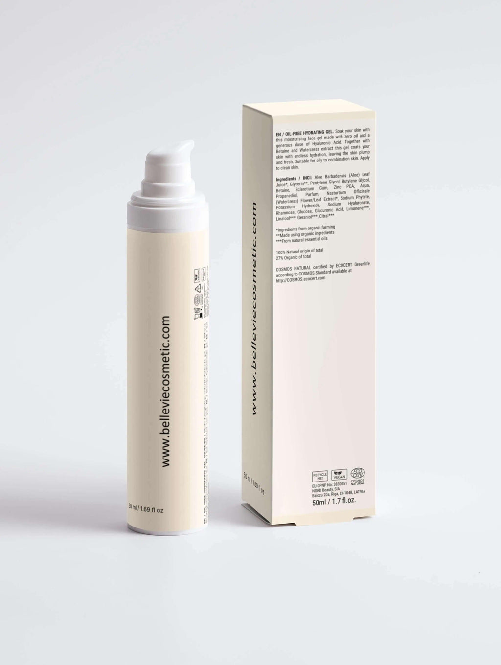 hydrating moisturizer Oil-Free Hydrating Gel 50ml - BelleVie Cosmétiques