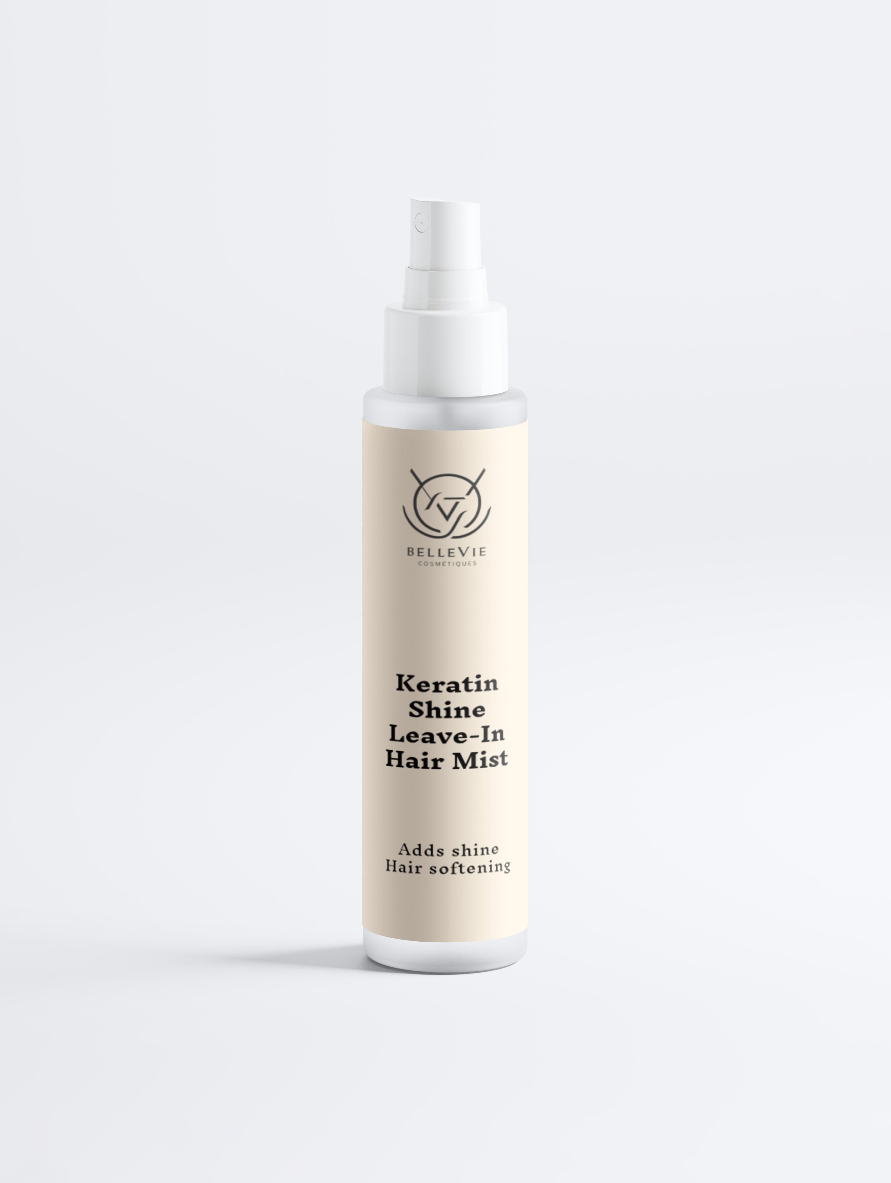 Keratin Shine Leave-In Hair Mist bottle on a white background