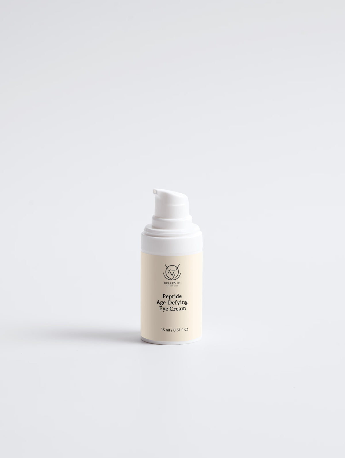 Anti-Age Peptide Collection Gift Set eye cream in a white pump bottle with a cream label and minimalist black text