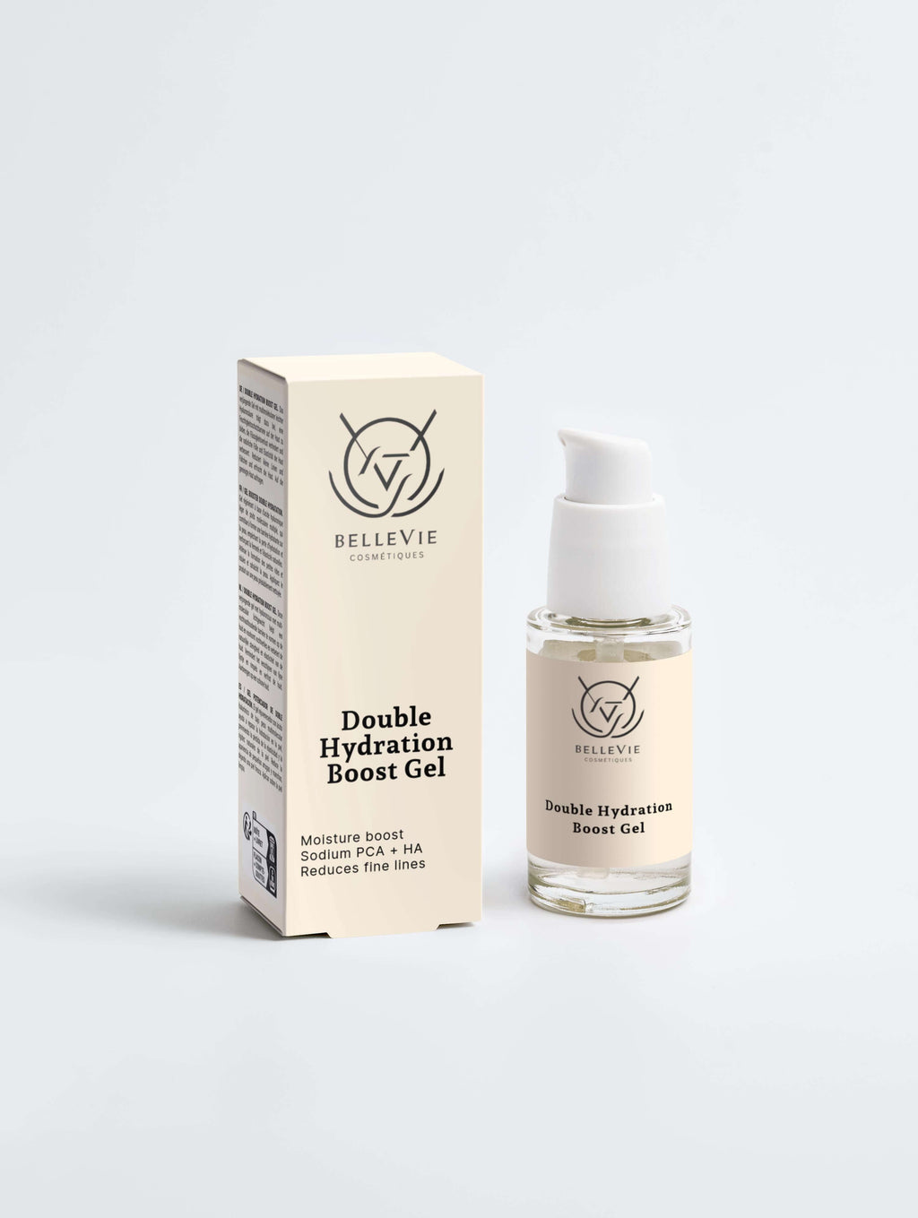 Double Hydration Boost Gel with packaging, hydrating skincare to reduce fine lines and replenish moisture.