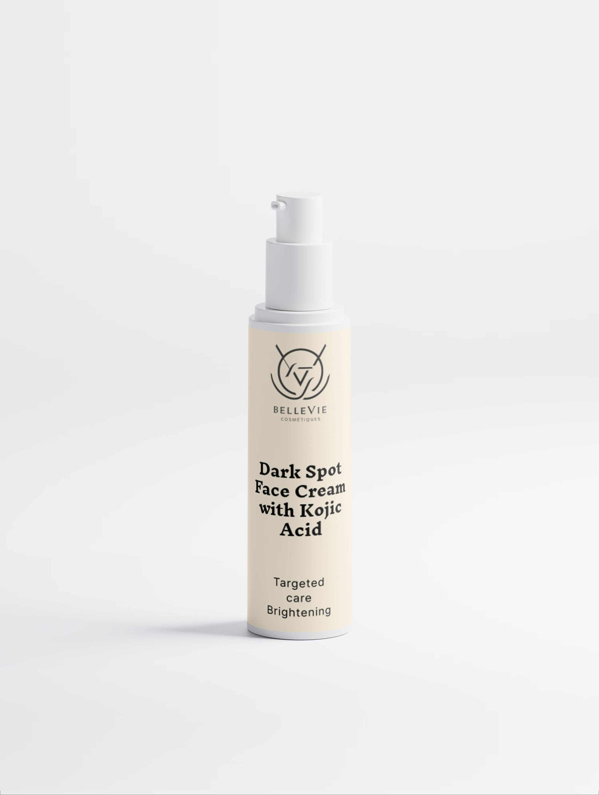 Dark Spot Face Cream in a cream-colored cylindrical pump bottle with black label text and minimalist branding