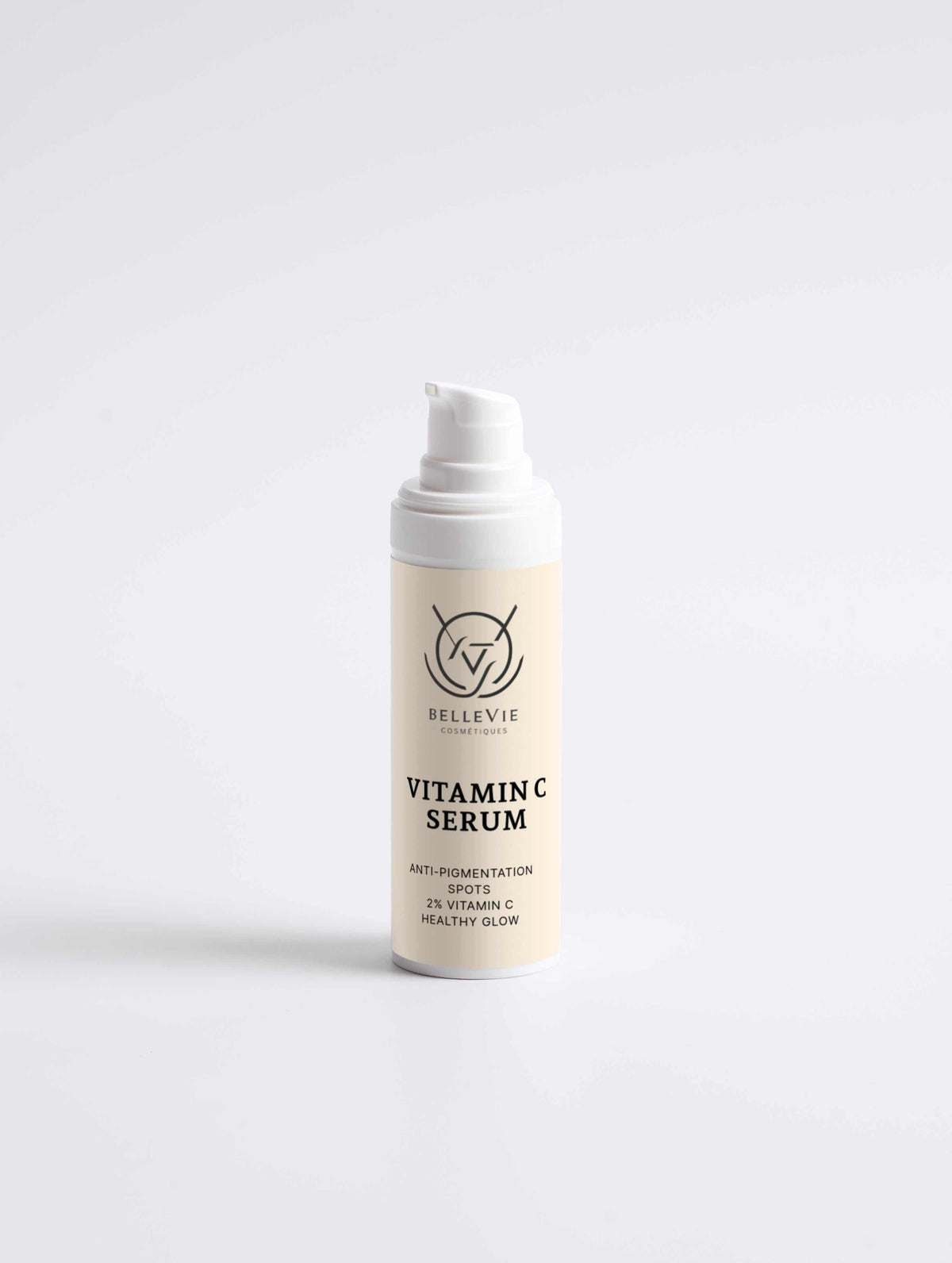 Dark Spot Routine Duo Vitamin C serum in a white pump bottle with a cream label and black text