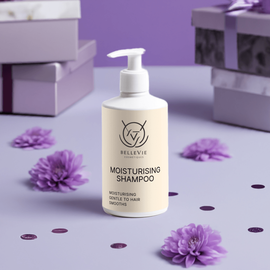 BelleVie Moisturising Shampoo 300ml with honey and aloe vera for dry limp hair – sulfate-free