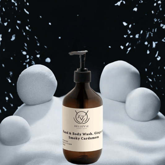 Belle Vie Smoky Cardamom Hand & Body Wash 490ml – luxurious body wash with ginger and smoky cardamom for a soothing cleanse
