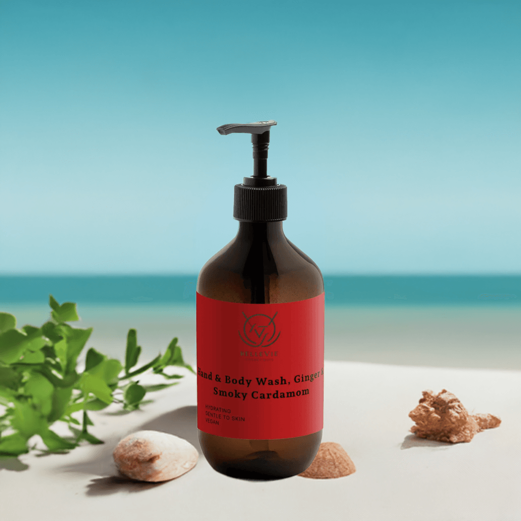 Smoky Cardamom Hand & Body Wash 490ml – Belle Vie’s nourishing wash with ginger and cardamom for soft, hydrated skin