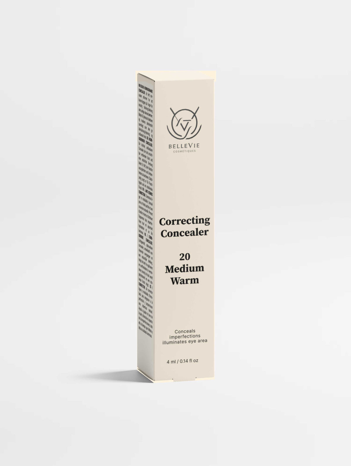 Hydrating Correcting Concealer in a cream-colored rectangular carton, labeled Correcting Concealer, shade 20 Medium Warm