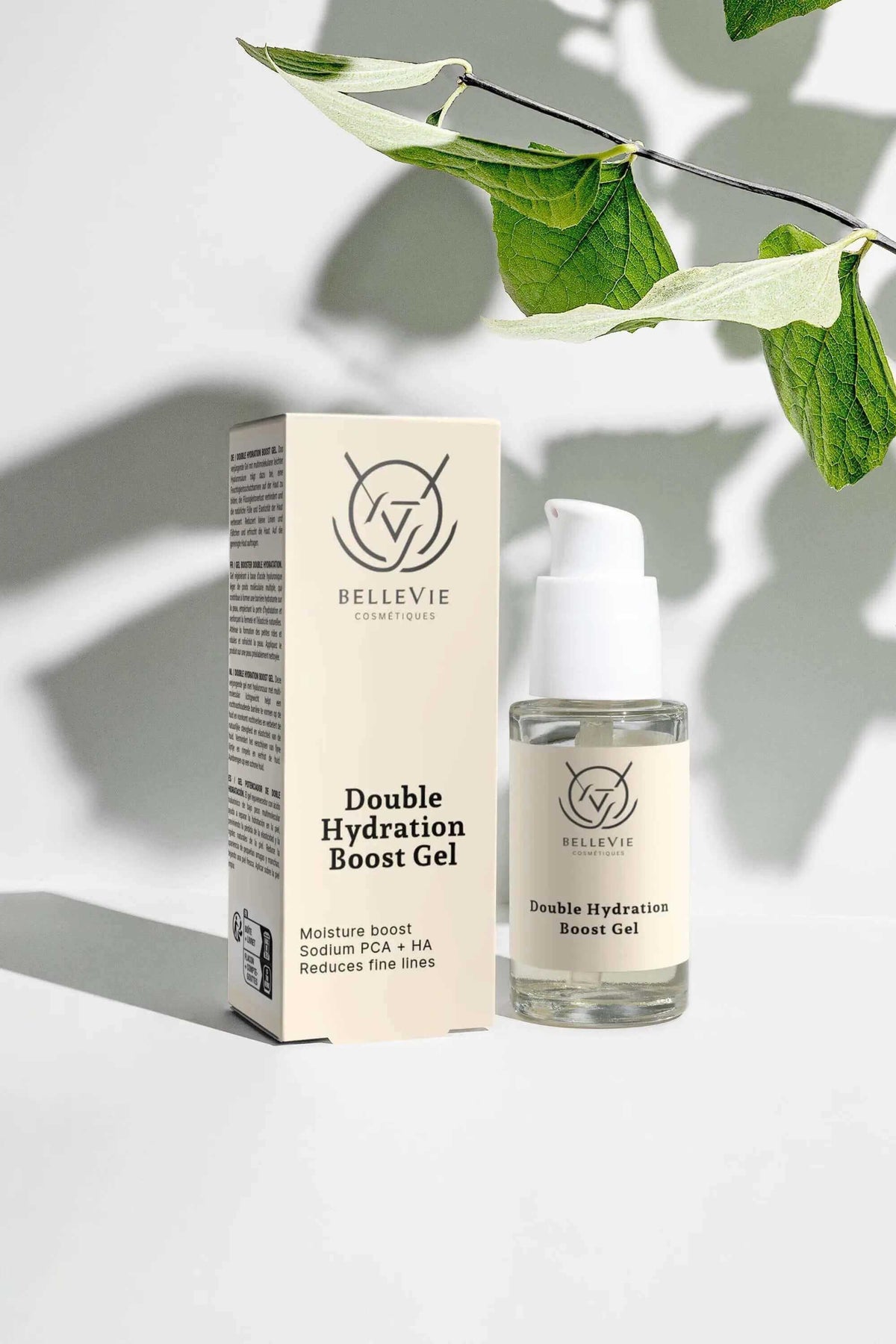 Hydration Ritual Collection Double Hydration Boost Gel in a clear pump bottle with a cream-colored box and black text