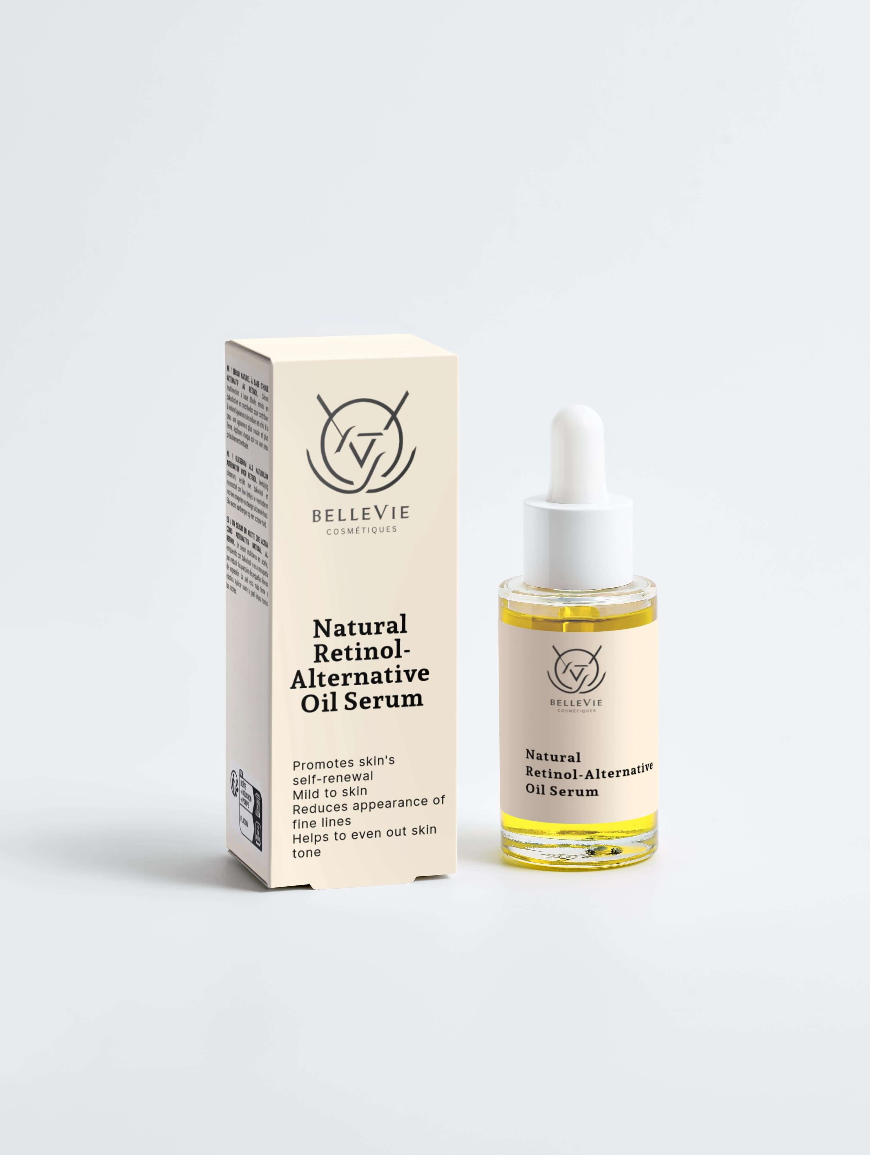 natural retinol oil serum box and bottle