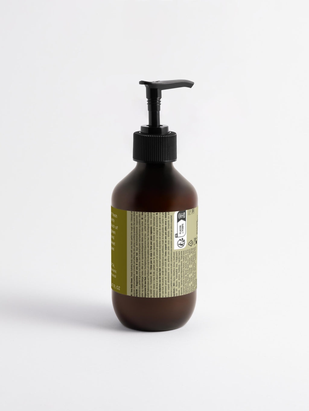 5% Urea + 2% Panthenol Body Cream bottle with pump and green label on a white background