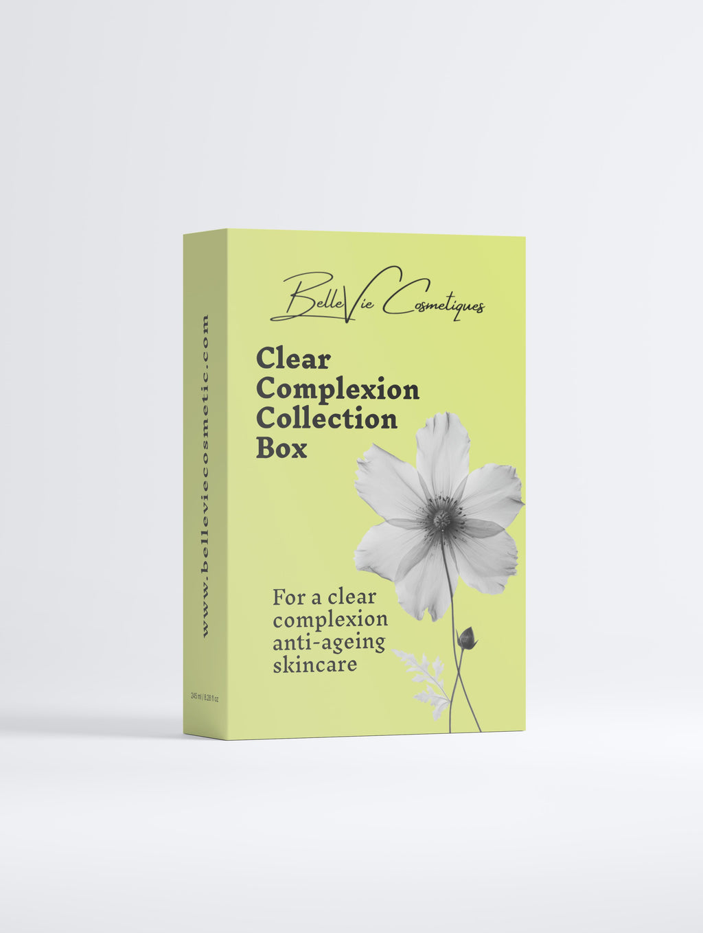 Clear Complexion Collection Box with clarifying gel, day cream, and oil serum