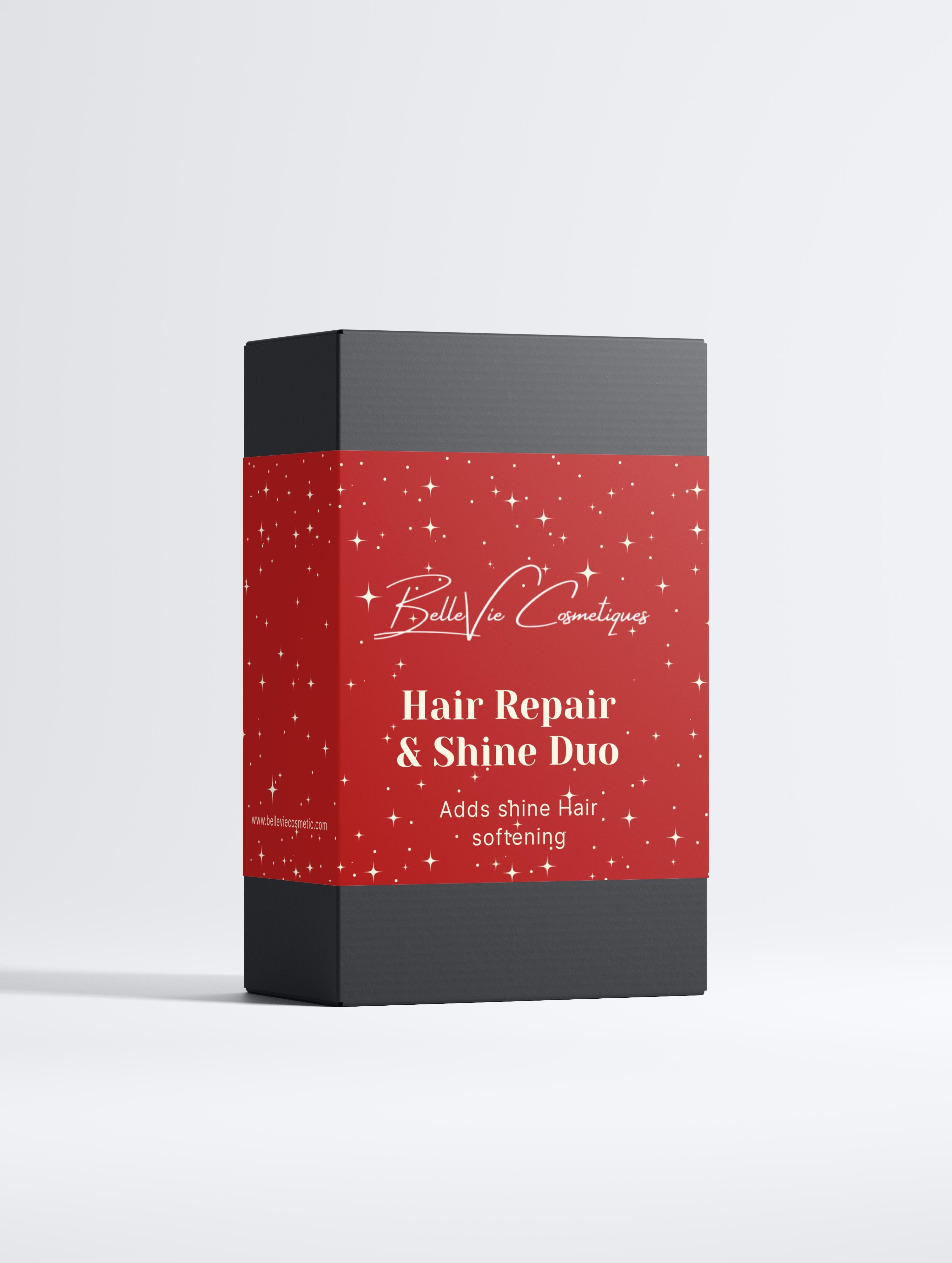 Box of Bella Via Cosmetiques Hair Repair & Shine Duo on a white background