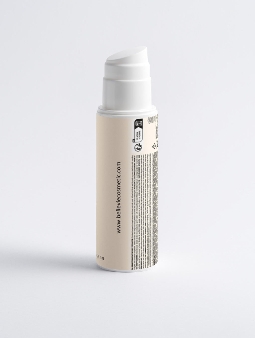 Brightening Face and Body Exfoliator with kojic acid Skincare bottle with beige label and white cap on a light gray background